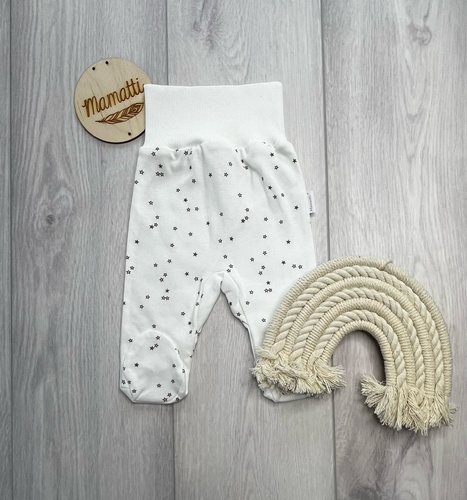 Mamatti PD16220 Pantaloni scurți pentru bebeluși din bumbac cu stelute, albi