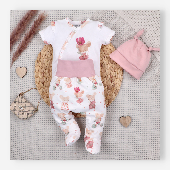 Body bebeluși Nini Little Mouse bumbac organic tip petrecut mânecă scurtă