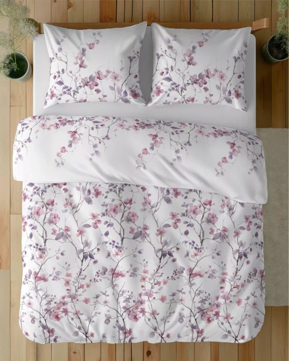 5490 B Detexpol Satin Stories lenjerie de pat satin alb | 100% bumbac, țesătură din satin, fermoar, ambalaj cadou