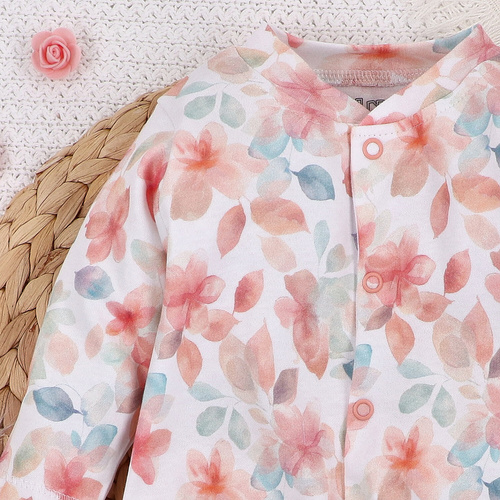 ABN-5419 Flori colorate Salopetă din bumbac pentru fete, imprimeu Nini