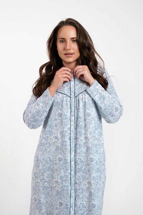 Cămașă de noapte Talita descheiată Modă italiană - blue print 