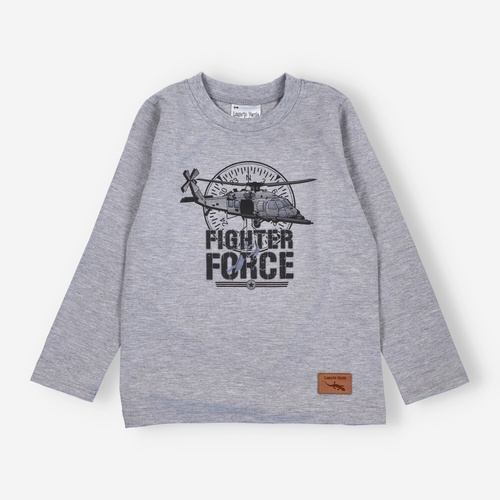 Bluză de băieți cu mânecă lungă KAR-1018 Lagarto Verde, gri - bumbac cu elastan, producție poloneză