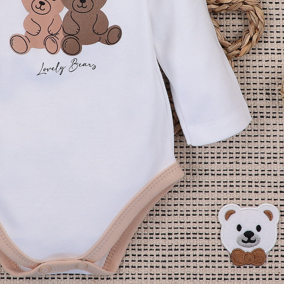 Body plic Sweet Bears Nini din bumbac organic, alb