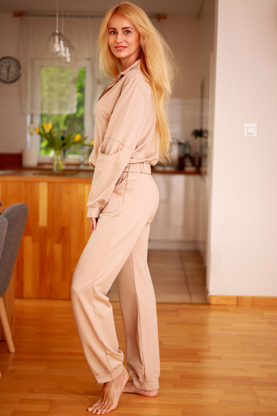 Trening de dama Fogo din bumbac cu buzunare - Mirale - productie poloneza - bej