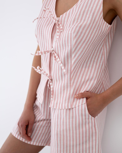 Pijama Felicity Sensis alb-roz in bumbac dungi