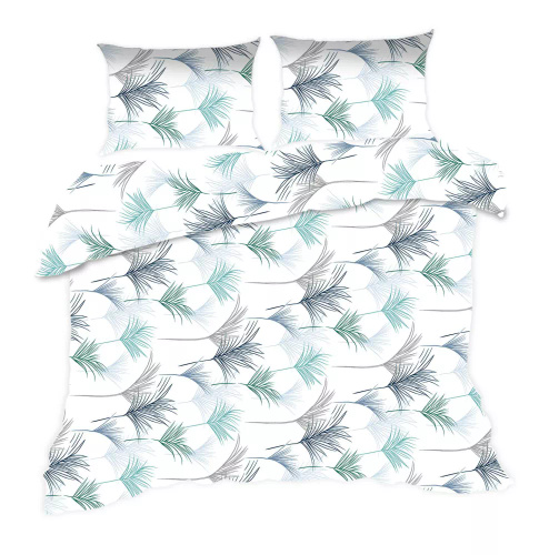 Set de lenjerie de pat din bumbac 1817N Classic E24 Karo leaves, alb și albastru – 100% bumbac, durabil, colorat, set de 2 piese