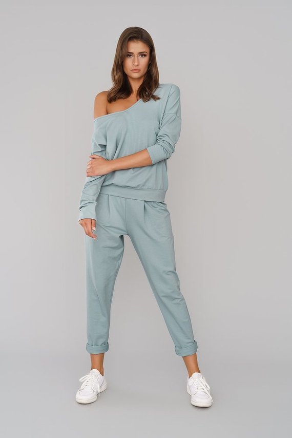 Karina Ladies set cu mânecă lungă, pantaloni Italian Fashion - albastru pudră 