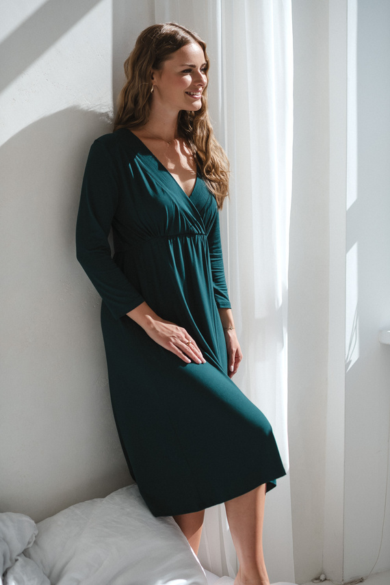 Cămașă de noapte pentru gravide și alăptare Star Light din bambus – elegantă, respirabilă, ideală pentru maternitate