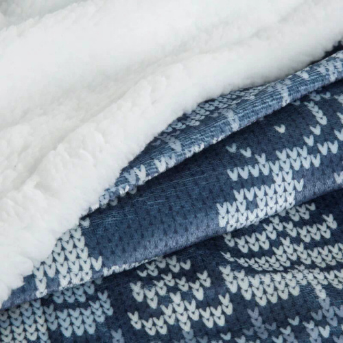 Pătură de Crăciun Eurofirany Alb Bleumarin – Pătură moale din microfibră, 240 g/m²