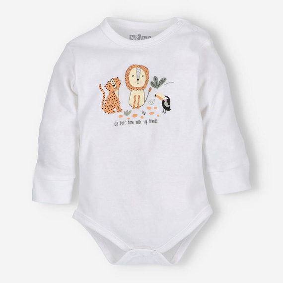 ABN-5265/ECR Body Nini din bumbac organic ecru Wild Animals