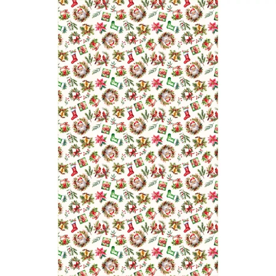 Față de masă roșie de Crăciun C03 Marquiseta – impermeabilă, elegantă, producție poloneză