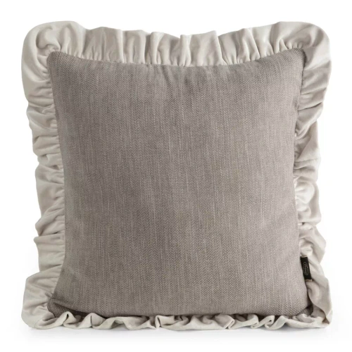 Eurofirany Elvara față de pernă decorativă 45x45 velur cu volănaș - bej