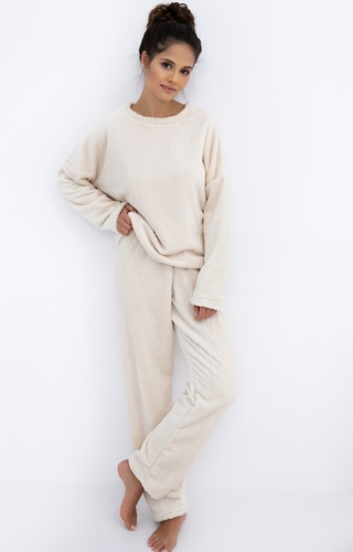 Pijamale Bridget Homewear Sensis pentru femei - Tricot cald, moale, ecru