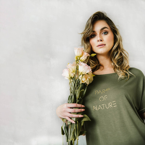 Pijama Natura Ladies cu mânecă scurtă, pantaloni 3/4 Italian Fashion - kaki