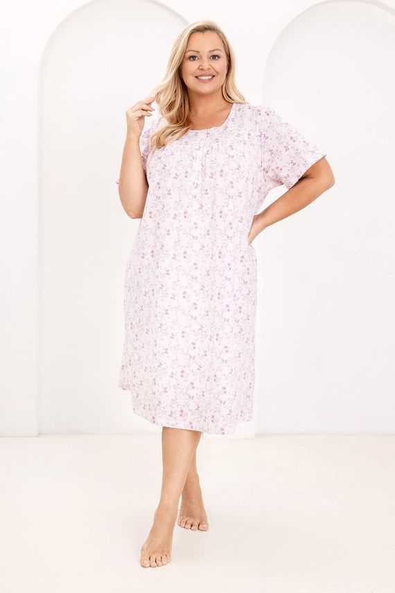 Cămașă de Noapte Damă 018 Regina – 100% Bumbac Natural, Nasturi, Croială Lejeră pentru Somn Odihnitor