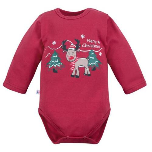 Bună reni! Body cu mâneci lungi Eevi - visiniu