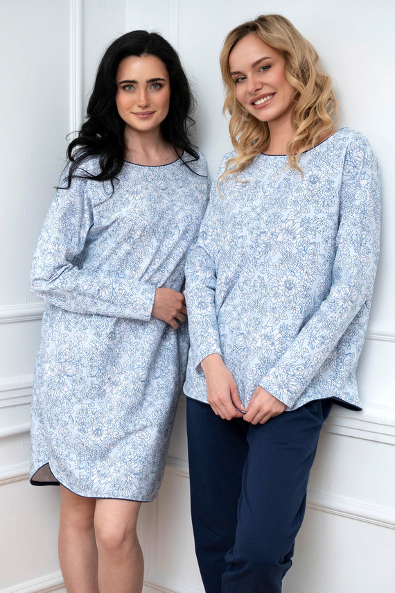 Cămașă de noapte Gracjela Modă italiană - imprimeu albastru 