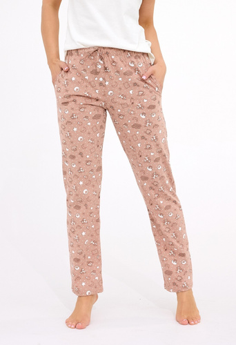 690/46 Pantaloni de pijama dama Cornette, bej - bumbac, buzunare, confort si stil