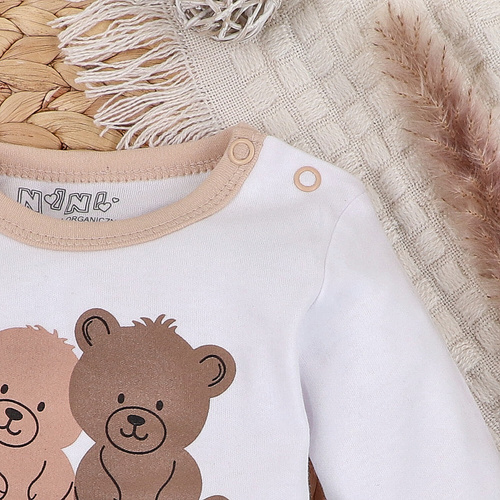 ABN-5358 Sweet Bears Bluză din bumbac organic Nini bej