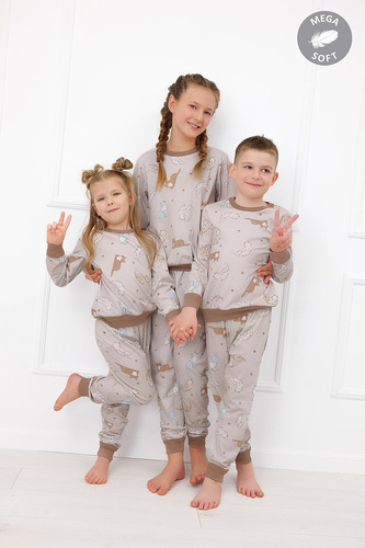 Italian Fashion Filka pijama copii Mega Soft lungă cu pisici, călduroasă