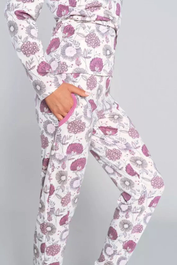 Pijama de damă cu mânecă lungă, pantaloni Lobelia Italian Fashion -