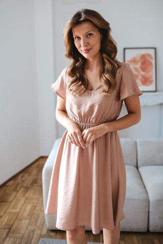 Milk & Love Lovely Dress rochie pentru sarcină și alăptare din vâscoză, bej