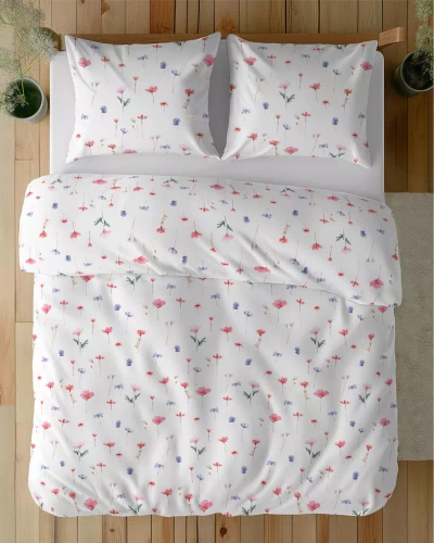 5486 B Detexpol Satin Stories lenjerie de pat satin alb - roz | 100% bumbac, țesătură din satin, fermoar, ambalaj cadou