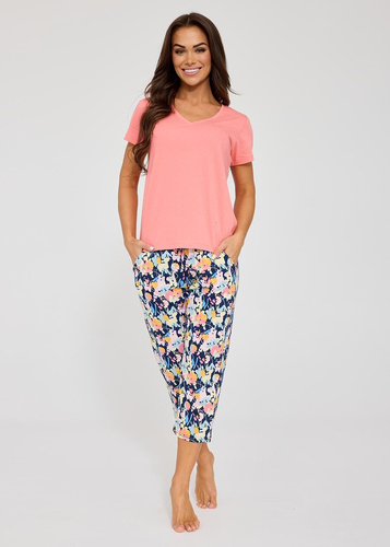 Pijama damă din bumbac Cornette Violetta 875/338 – decolteu V, pantaloni 7/8