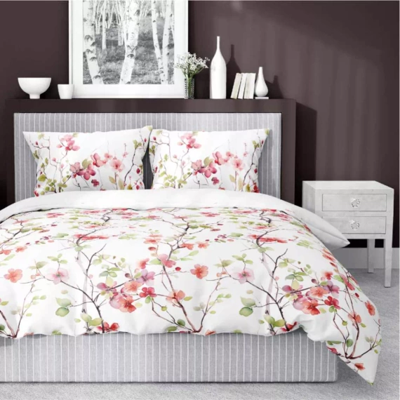 5490 A Detexpol Satin Stories lenjerie de pat satin alb | 100% bumbac, țesătură din satin, fermoar, ambalaj cadou