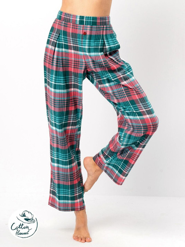 Pantaloni de pijama dama LHE 419 Key verde - flanel din bumbac in carouri