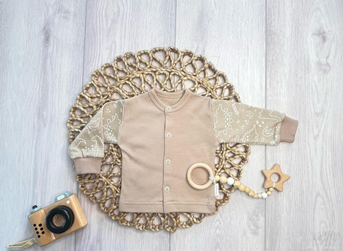 Mamatti KA16510 Kaftan pentru bebeluși din bumbac, mânecă lungă, cu capse, bej