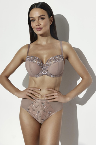 Sutien Semi Soft Ava 2273 Mocha Mousse cu Balene și Broderie Florală