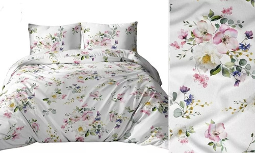 3254 B Lenjerie de pat din bumbac Karo, alb, verde