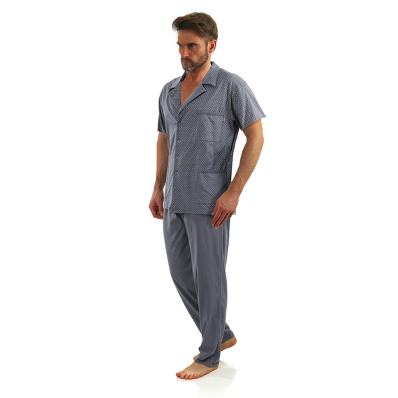 Pijamale bărbați Sesto Senso cu fermoar și mâneci scurte - ancore din grafit