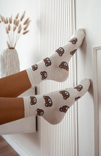 0200-009 Teddy Bears Heads Ciorapi dama Milena alb