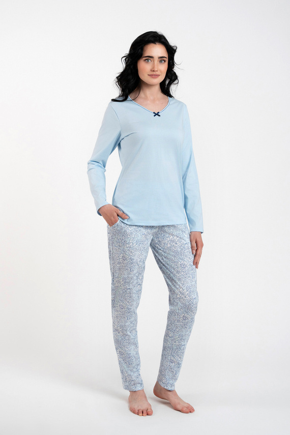 Salli Pijama de damă cu mânecă lungă și pantaloni lungi Italian Fashion - albastru/print 