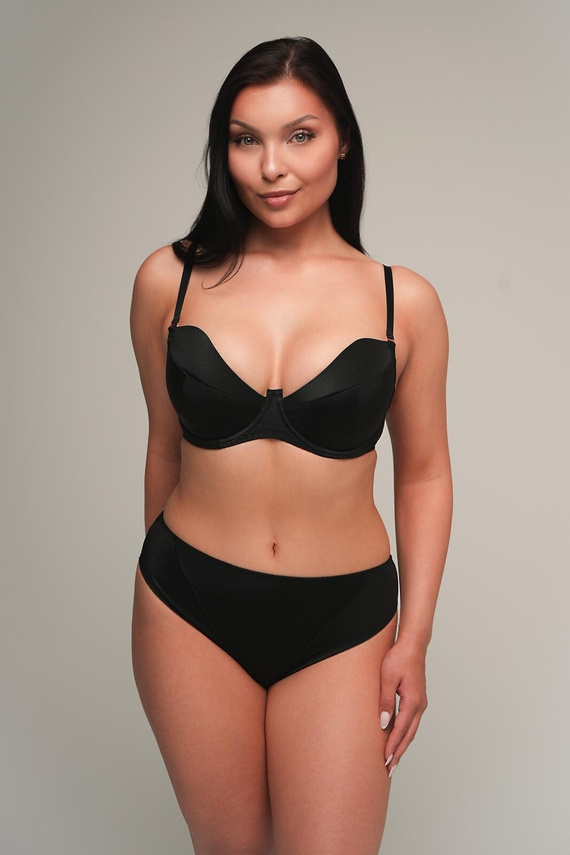 Sutien push-up 2202 Ava – Sutien negru din microfibră cu burete detașabil