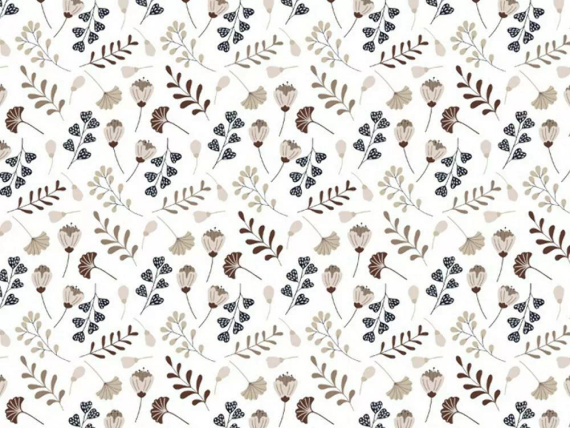 614N Lenjerie de pat clasică din bumbac E24 Set de lenjerie de pat suplimentar, alb, maro, frunze, crenguțe - 100% bumbac, durabil, colorat, set de 2 piese