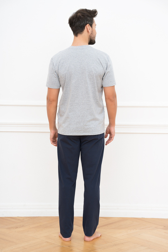 Alcest Pijama cu mânecă scurtă pentru bărbați, pantaloni lungi Italian Fashion - albastru marin