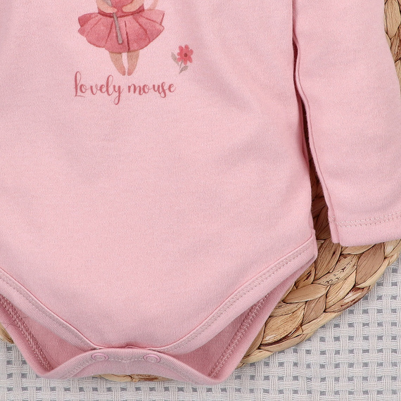 Body Nini 100% Little Mouse bumbac organic, fabricat în Polonia