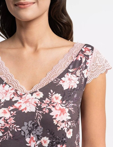 Cămașă de noapte damă Moraj PDK3200-012 din vâscoză cu dantelă, maro