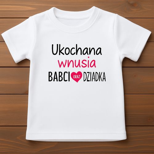 Tricou pentru copii „Bunica și nepoata iubită a bunicului” Moocha - alb, cu mâneci scurte