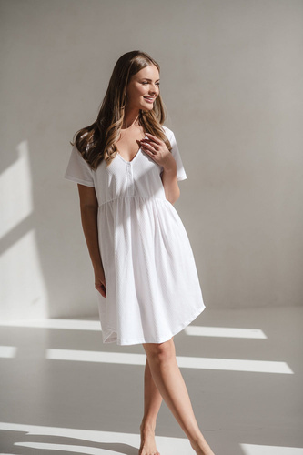 Aurora Cămașă de noapte de maternitate și alăptare Milk&Love albă