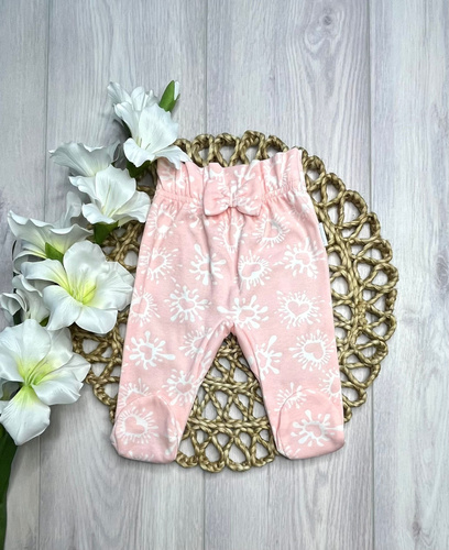 Pantaloni de pijama pentru bebeluși Mamatti PG16315 cu talie înaltă, roz, din bumbac