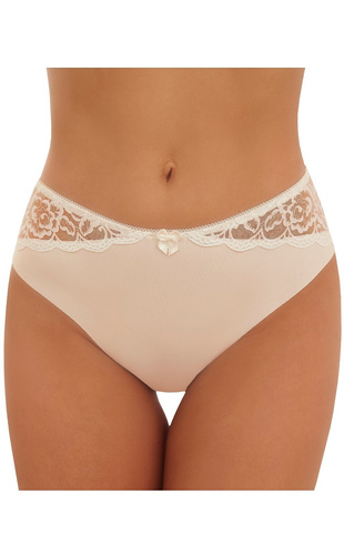 Chiloti damă Inga Emili bej din microfibră laser cut cu plasă brodată
