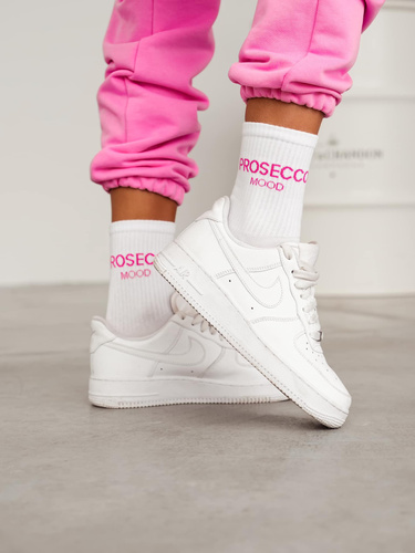 0200-159 Ciorapi dama Prosecco Milena - albi cu inscriptie roz