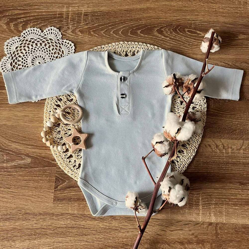 BP009 Body polo cu mâneci lungi Mamatti - gri