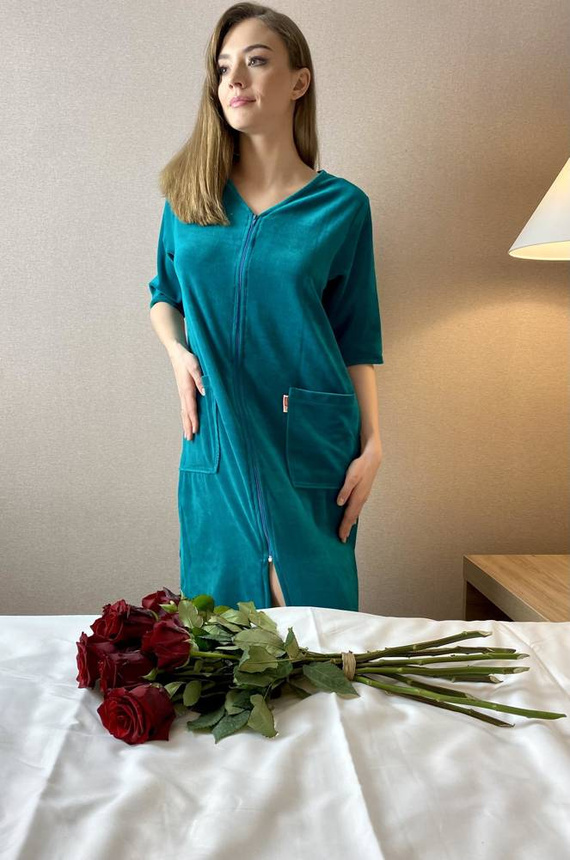 431 Velour Forex Rochie de toaletă pentru femei - verde