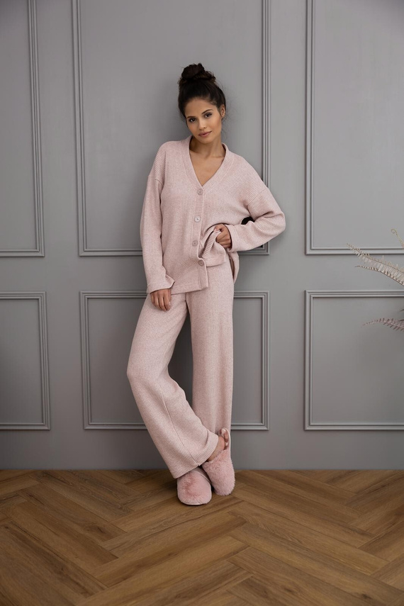 Pijamale Alani Sensis pentru femei, roz pudrat - viscoză, mânecă lungă, închidere cu nasturi