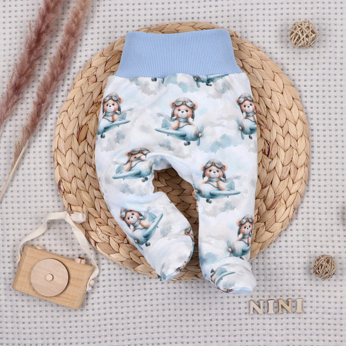 NINI Baby Bear Pilot salopete pentru bebeluși din bumbac organic 100% ABN-5750/PIL